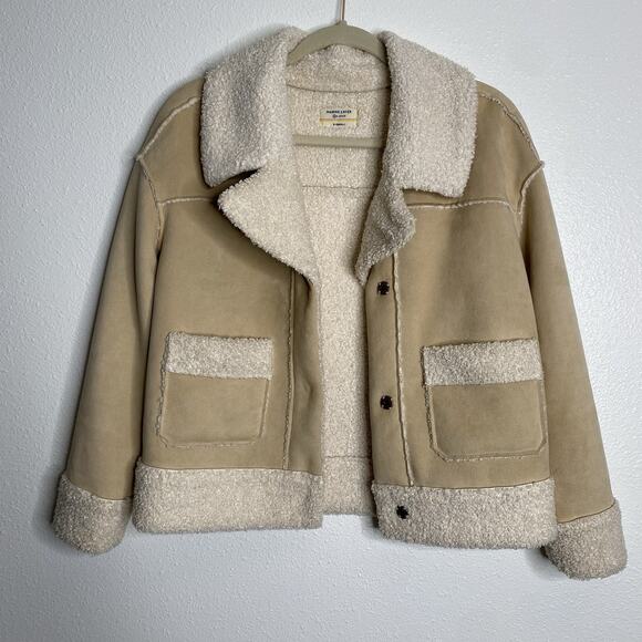 Marine Layer Quebec Sherpa Jacket in Tortoise Shell/Cream Women’s Size XS - Picture 6 of 7